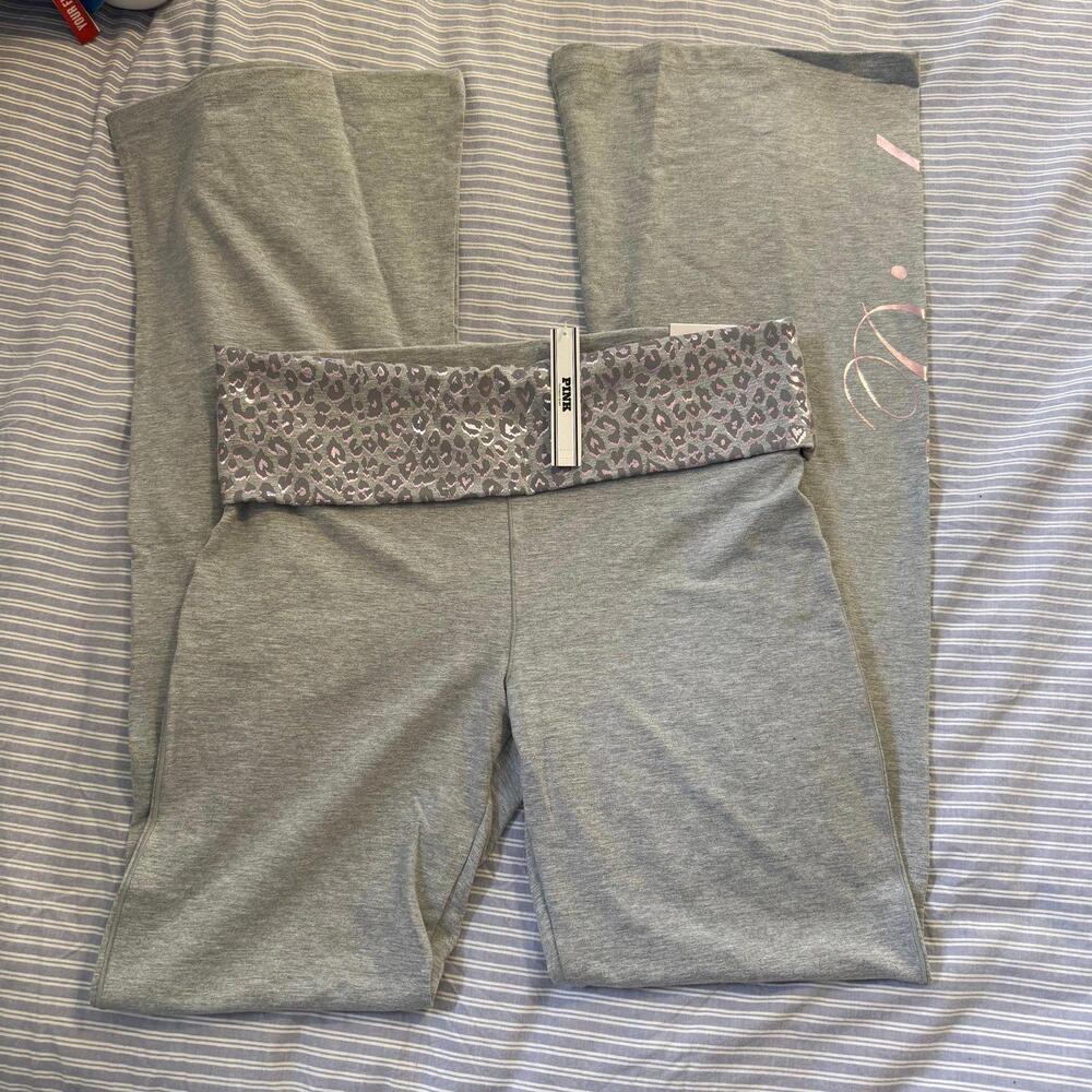 Y2K Victoria's Secret All Day Cotton Foldover Waist Flare Yoga Pants - Picture 3 of 7